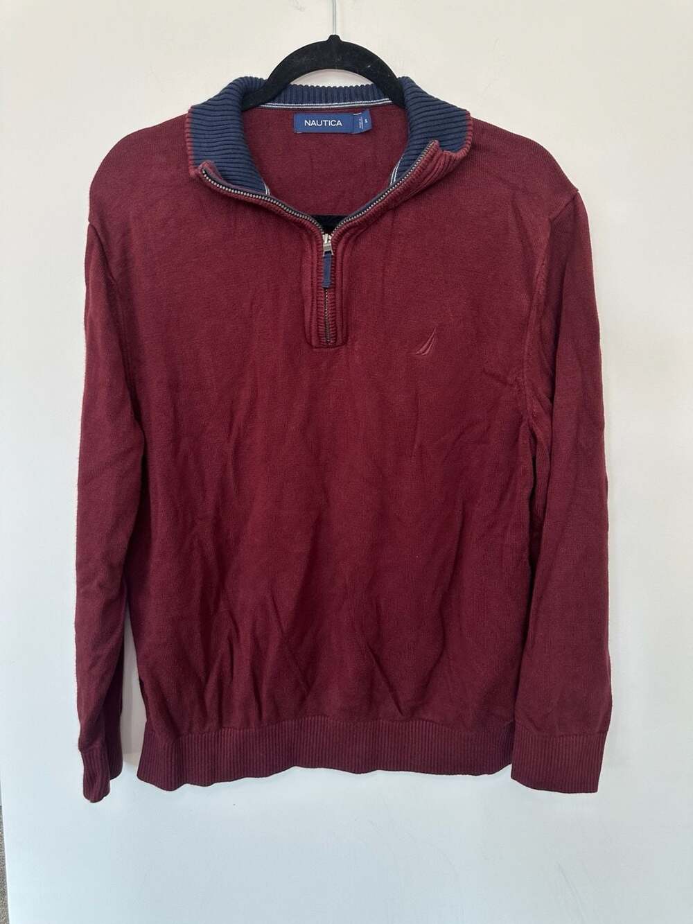Nautica Men's 1/2 Zip Long Sleeve Pullover Knit Sweater Burgundy XL